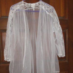 White Nylon Intimate Open Front Top